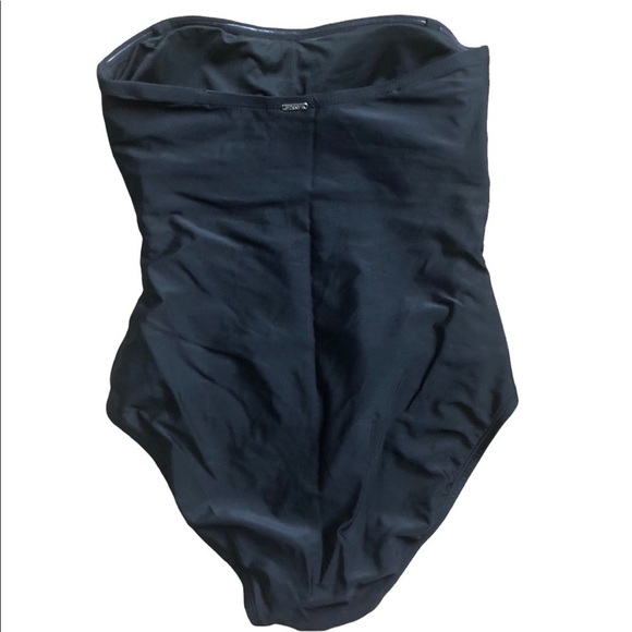 DKNY Black Bandeau Malliot 1PC Swimsuit Strapless Padded Bra Sz. XL Swim - Picture 2 of 3